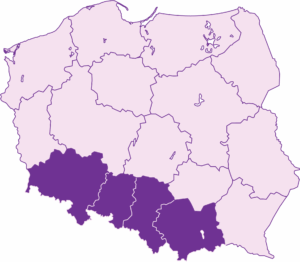 Mapa z obszarem działania